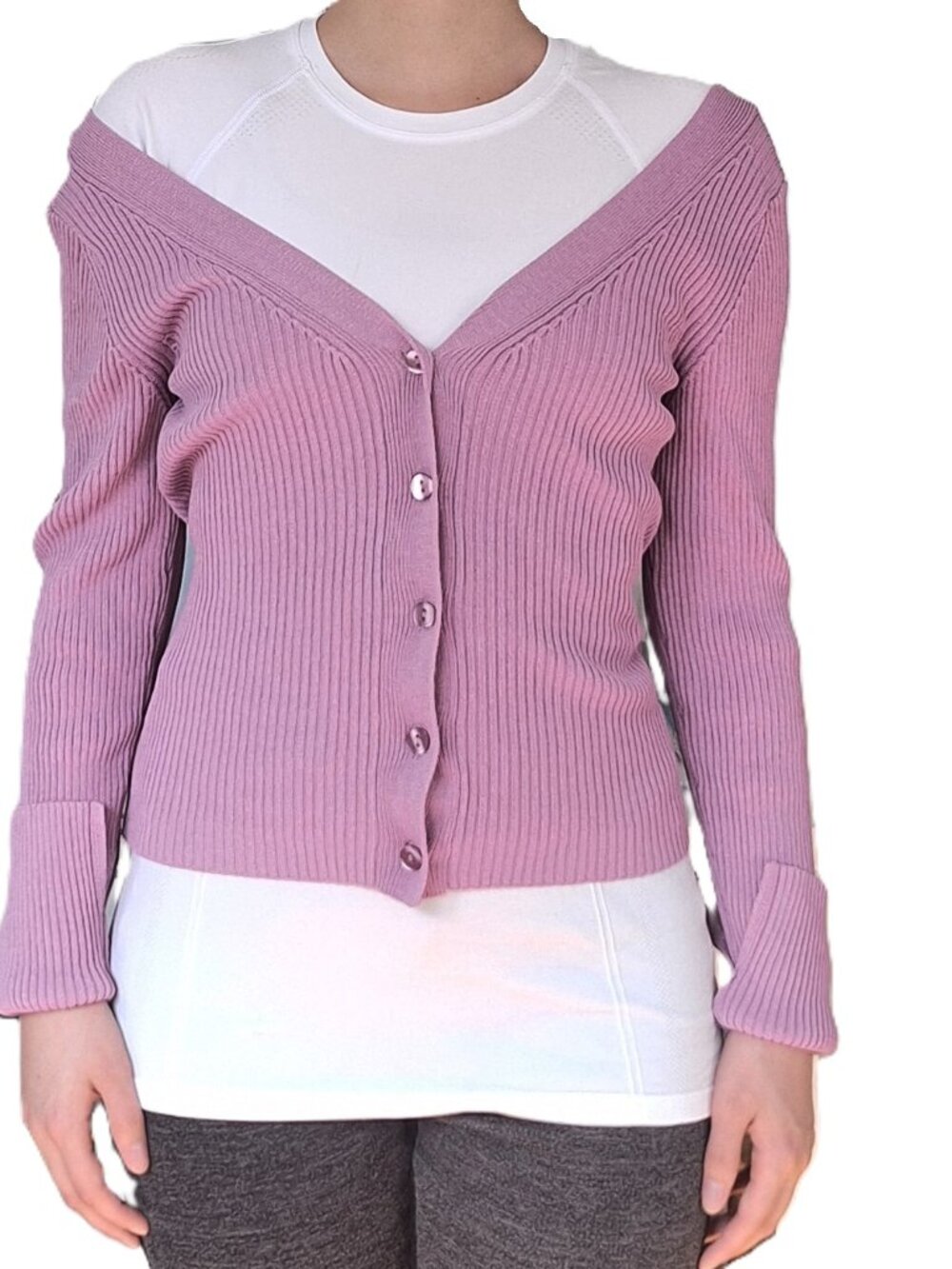 Leith Purple Gale Reversible Ribbed Cardigan